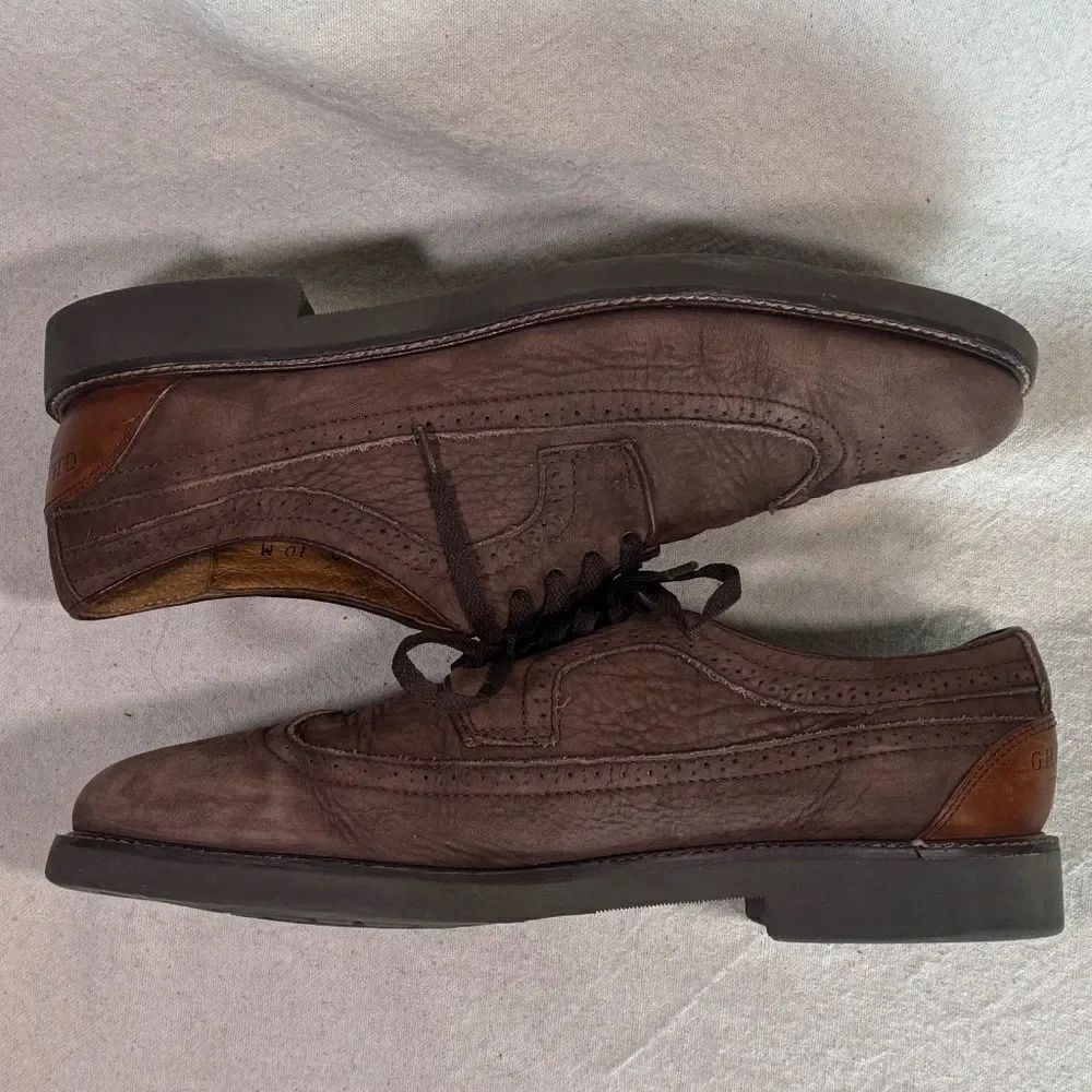 G.H. Bass & Co. Wingtip Oxford Suede Shoes Mens Size 10M